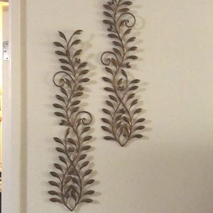 Pair of Gold Olive Branch Wall Hangings